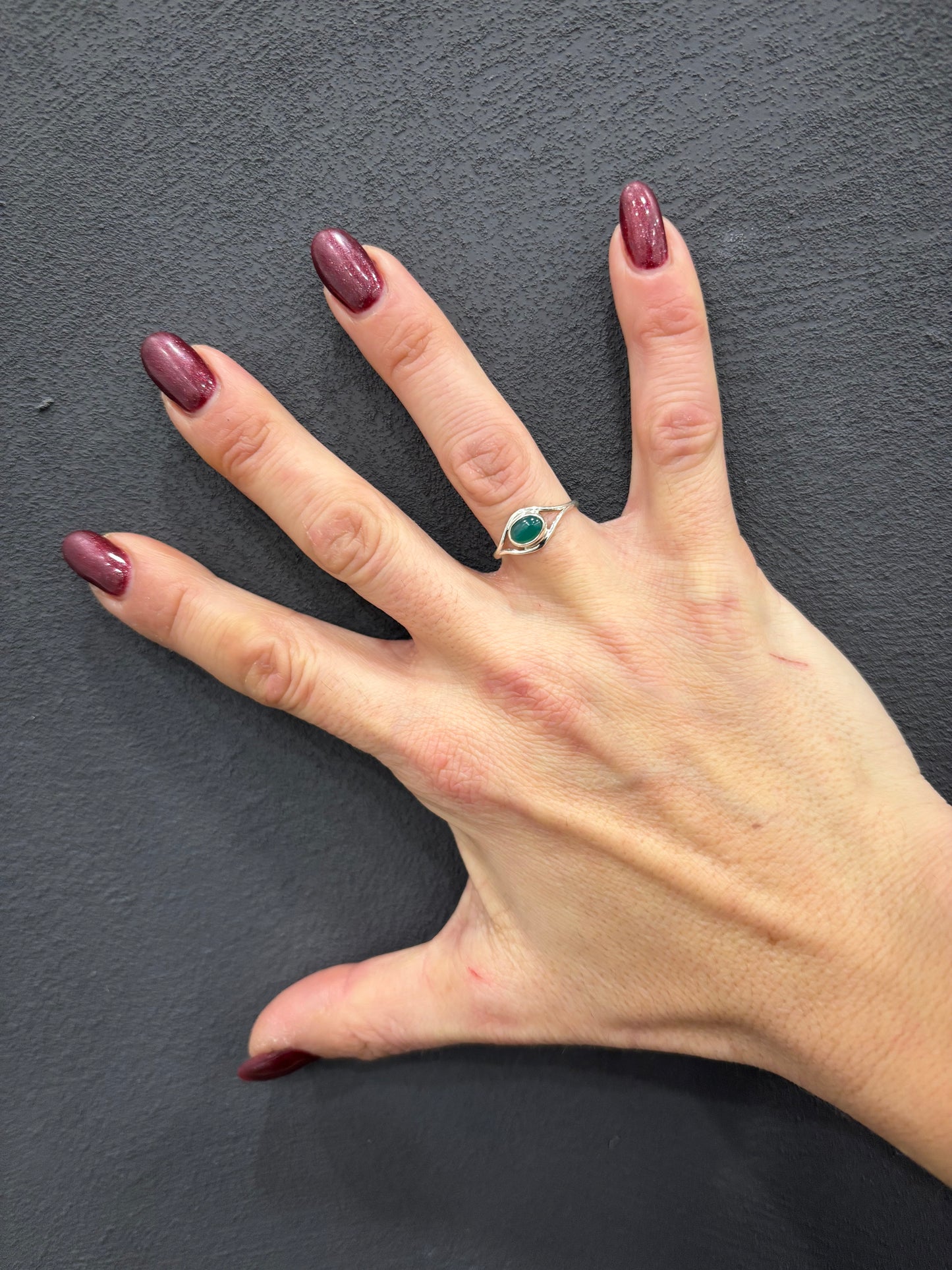 ANELLO AGATA VERDE OVALE - ARGENTO 925