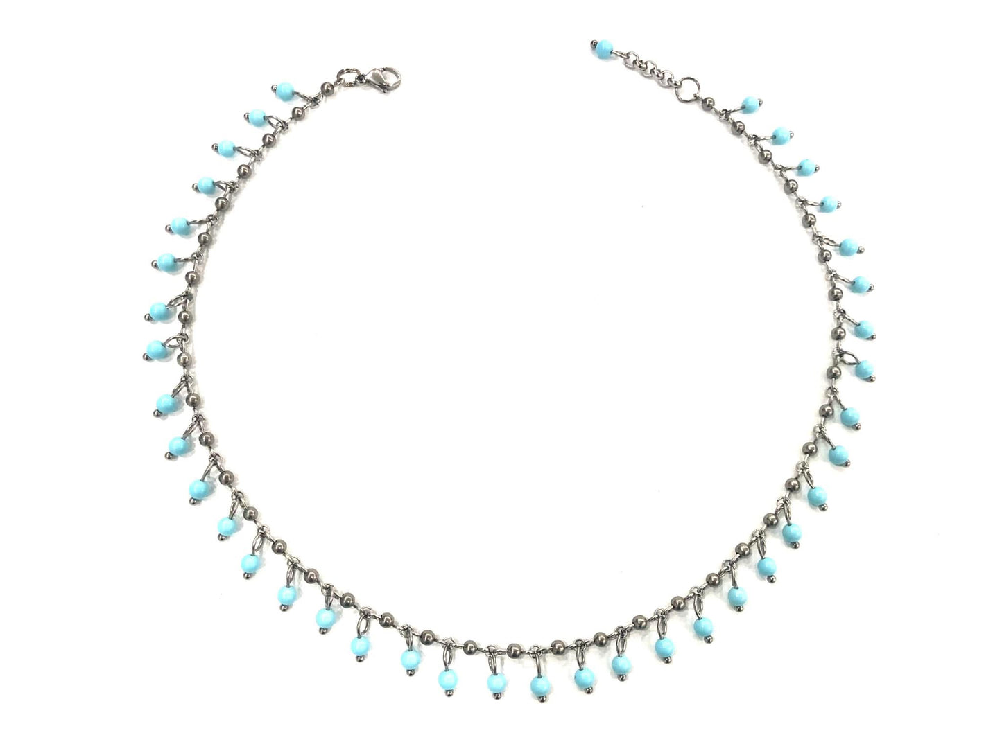 COLLANA WATERFALL ACCIAIO - PASTA DI TURCHESE