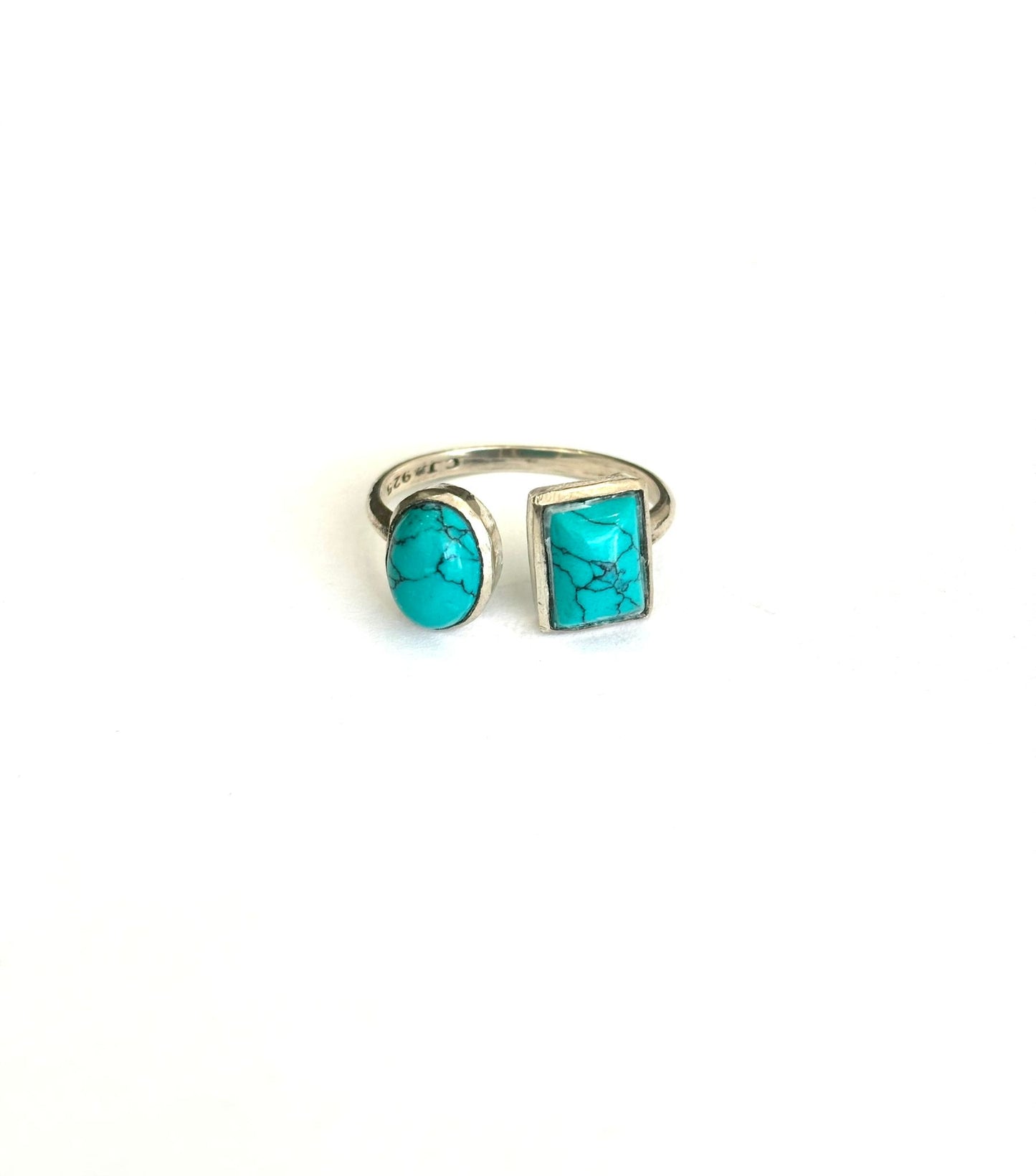 ANELLO AULITE TURCHESE ARGENTO 925 - REGOLABILE
