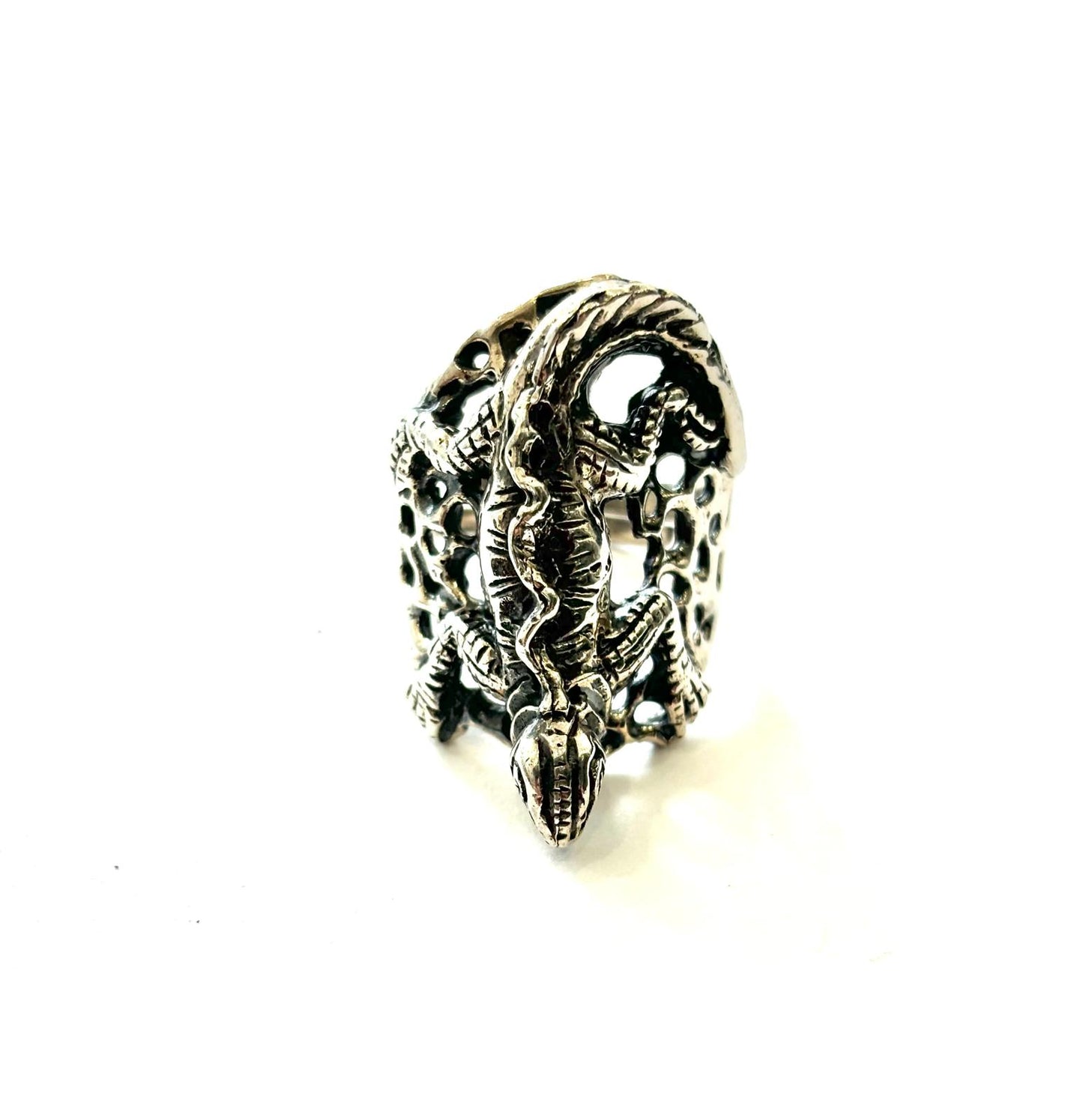 ANELLO IGUANA ARGENTO 925 - REGOLABILE