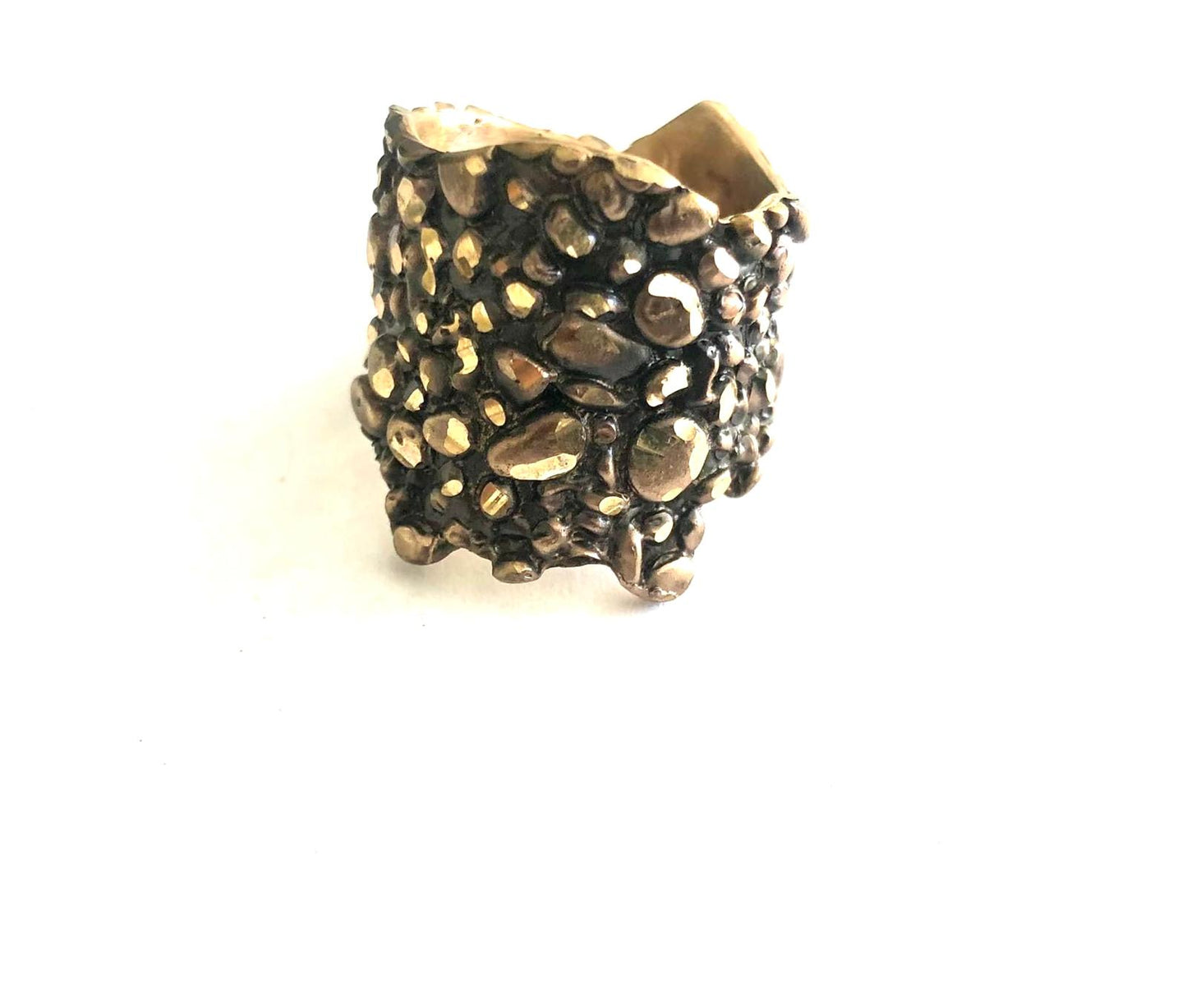 ANELLO TINA KOTSONY ART JEWELLERY - BRONZO DORATO BRUNITO - REGOLABILE