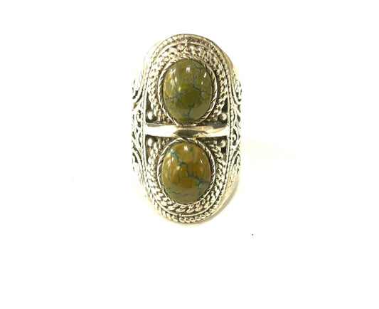 ANELLO TURCHESE VERDE ARGENTO 925
