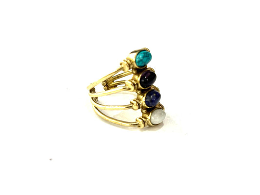 ANELLO OTTONE - MIX PIETRE NATURALI