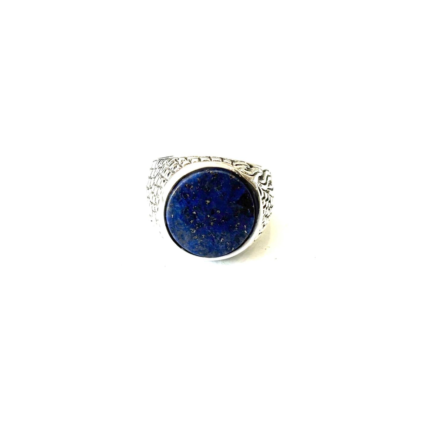 ANELLO LAPISLAZZULI TONDO PIATTO - ARGENTO 925