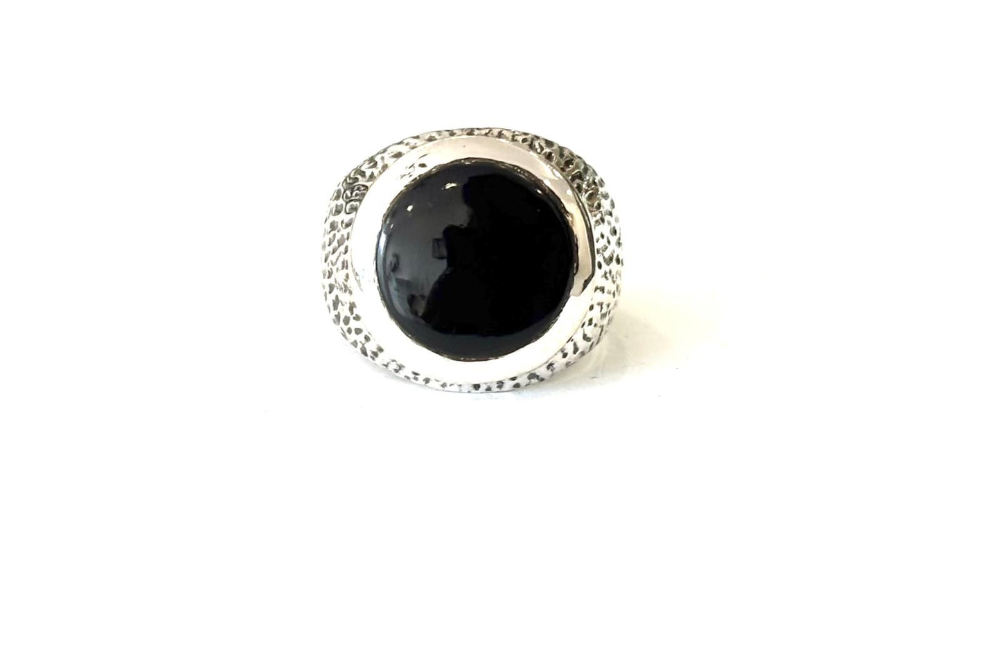 ANELLO ONICE TONDA PIATTA - ARGENTO 925