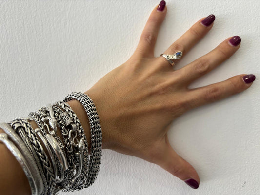 ANELLO SERPENTE - LABRADORITE ARGENTO 925