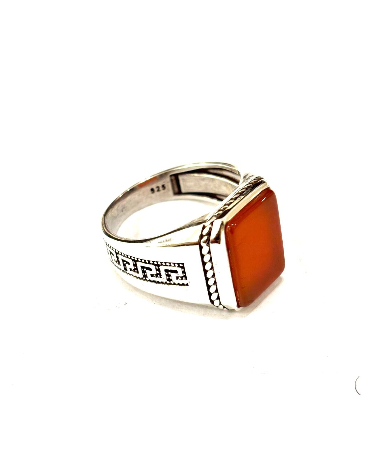 ANELLO CORNIOLA RETTANGOLARE ARGENTO 925