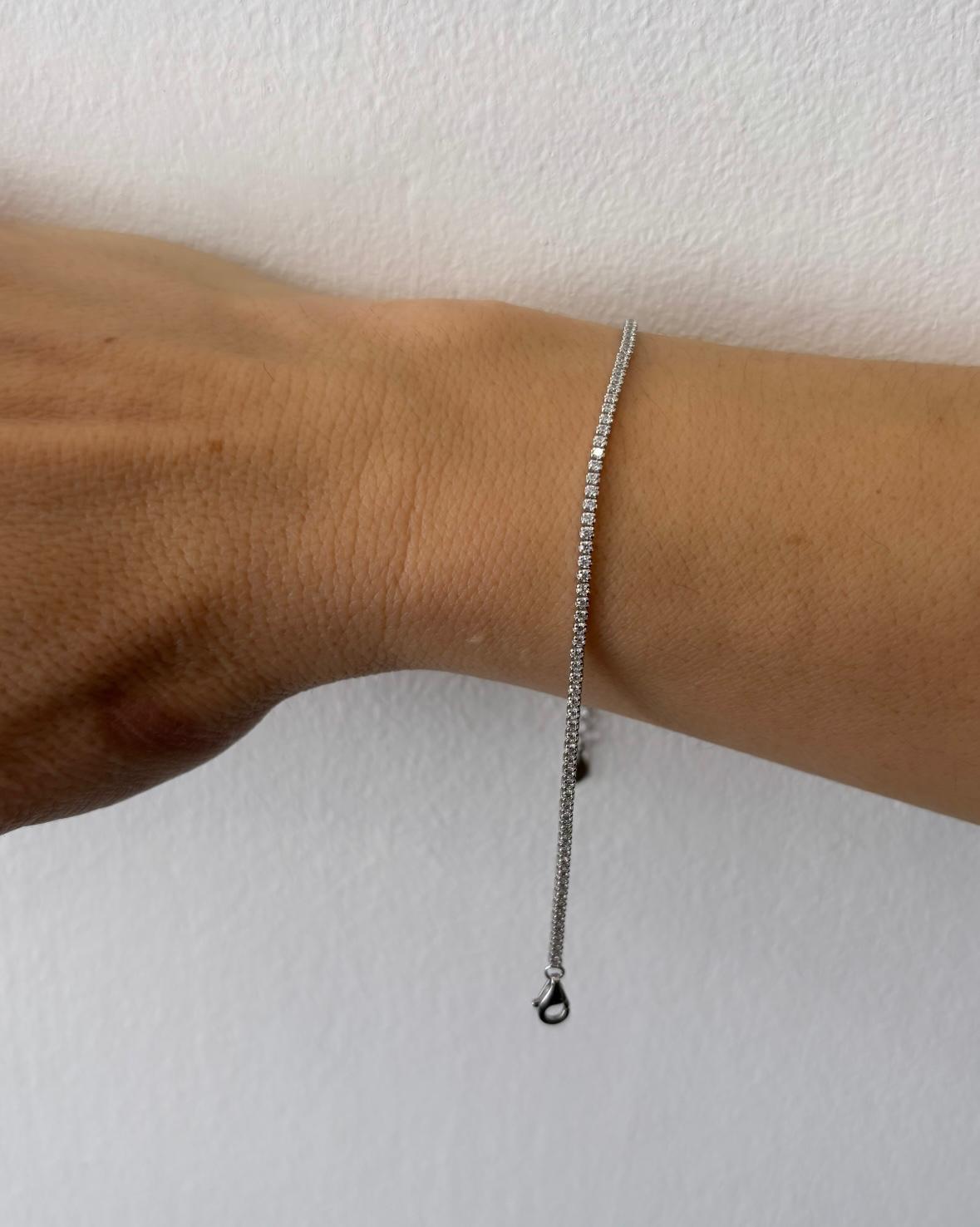 BRACCIALE TENNIS BIANCO MICRO - ARGENTO 925
