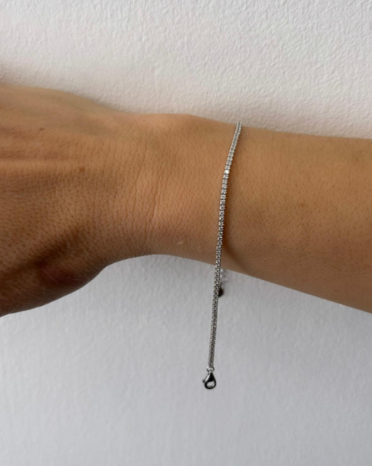 BRACCIALE TENNIS BIANCO MICRO - ARGENTO 925