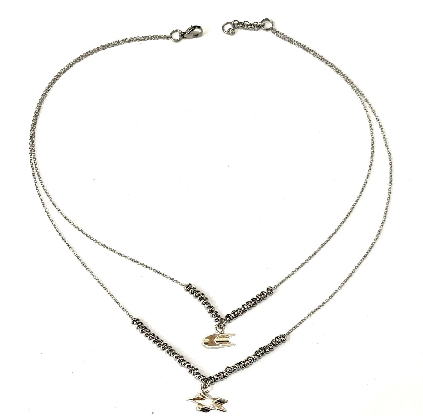 COLLANA SEMPLICITY ACCIAIO - CIONDOLI LUNA E STELLA ARGENTO 925