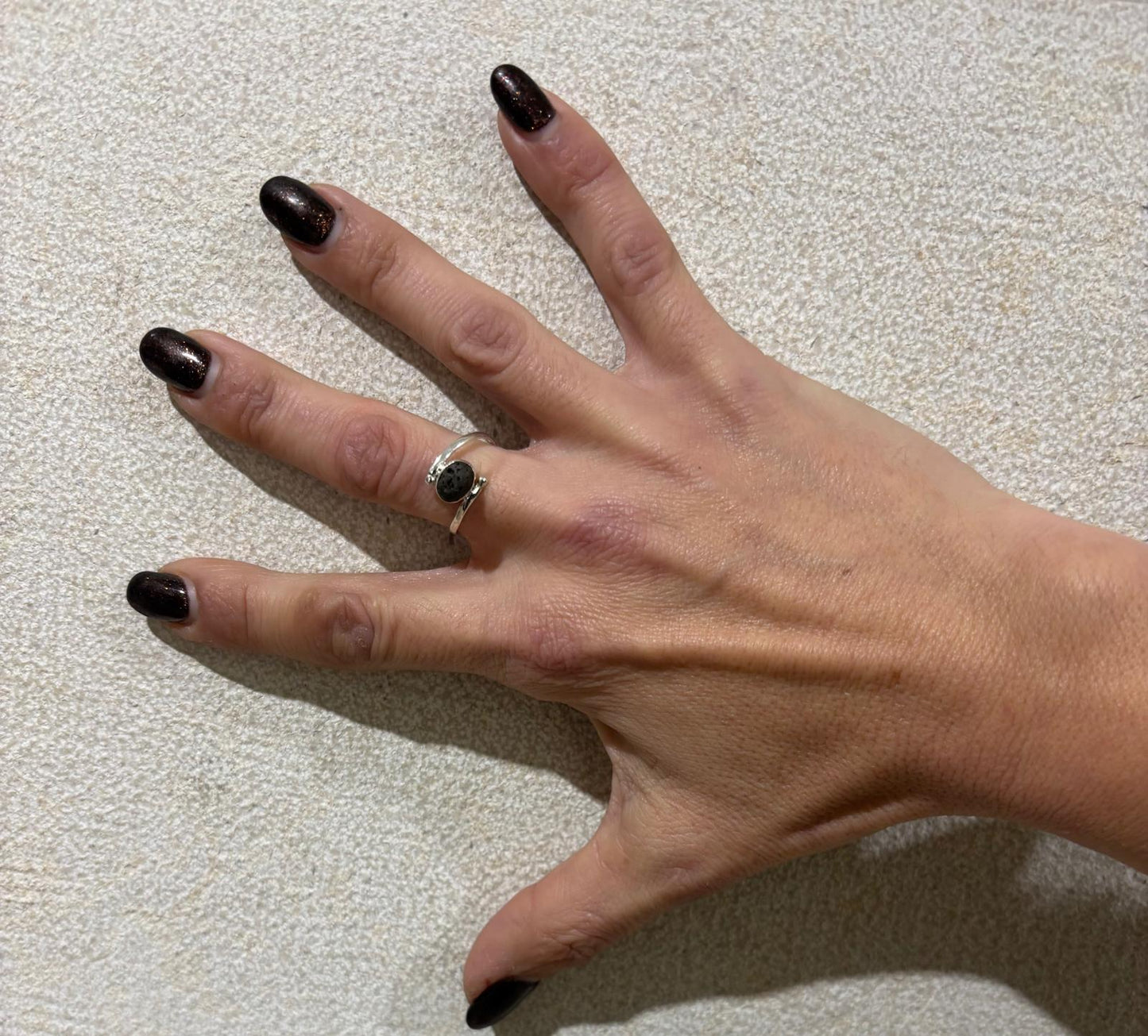 ANELLO PIETRA LAVICA OVALE - ARGENTO 925