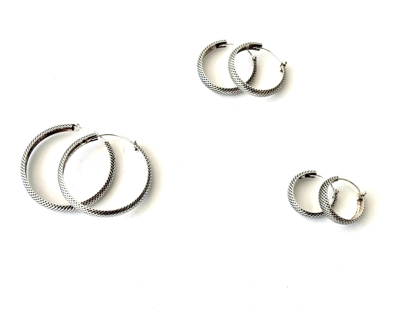 ORECCHINI CERCHI TRAMA INCROCIATA - ARGENTO 925