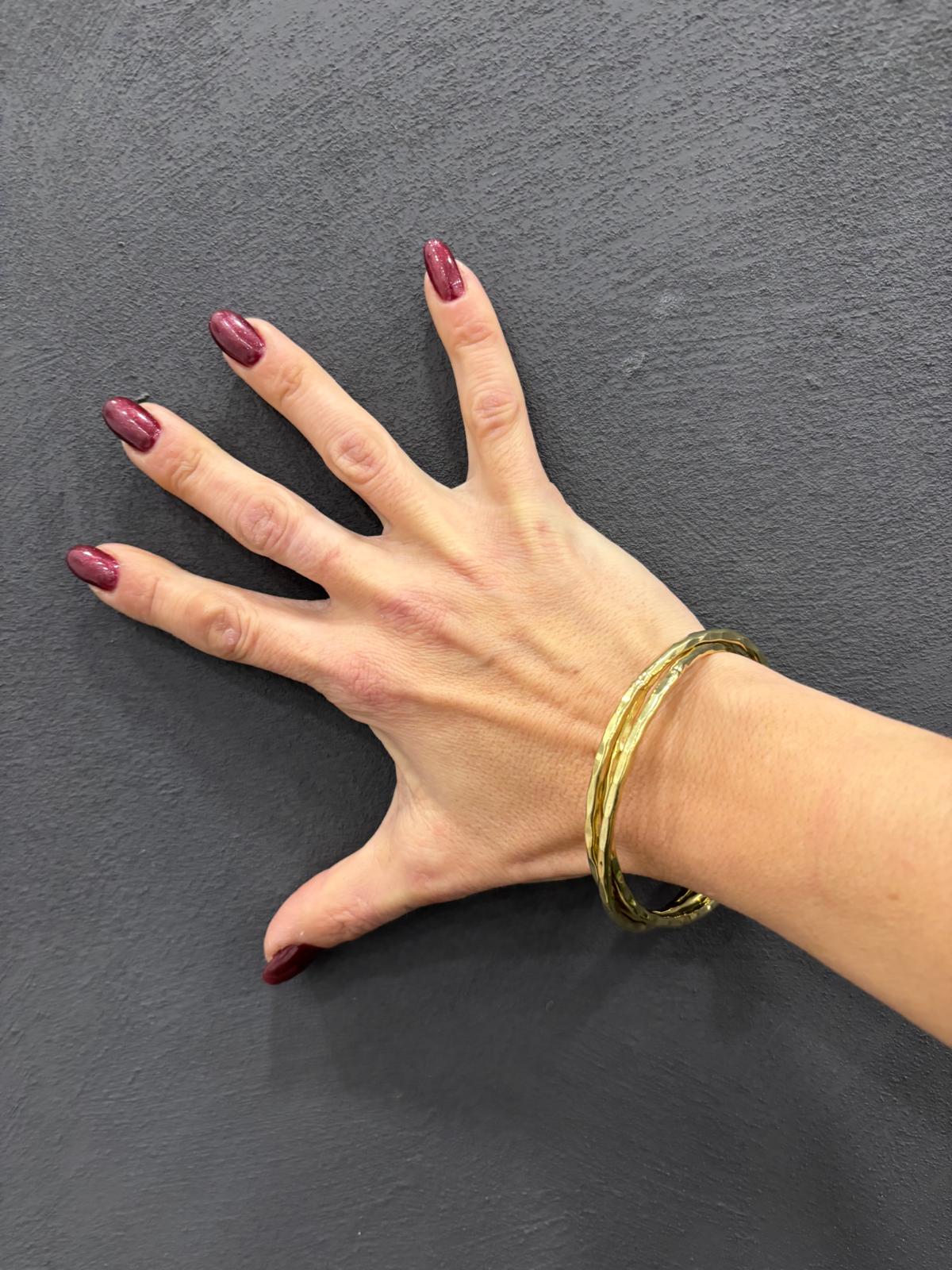 BRACCIALE OTTONE - TRIS BANGLE MARTELLATO