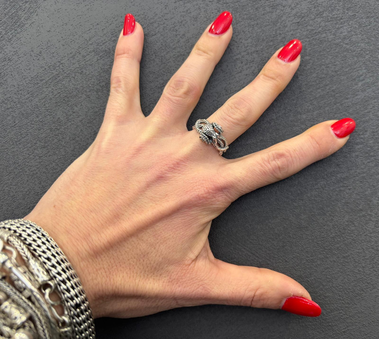 ANELLO POLPO TENTACOLARE - ARGENTO 925