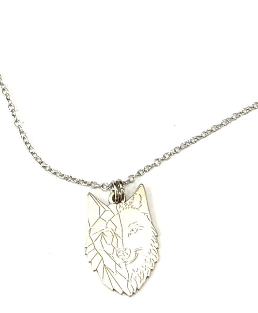COLLANA LUPO - CATENINA ACCIAIO - CIONDOLO ARGENTO 925
