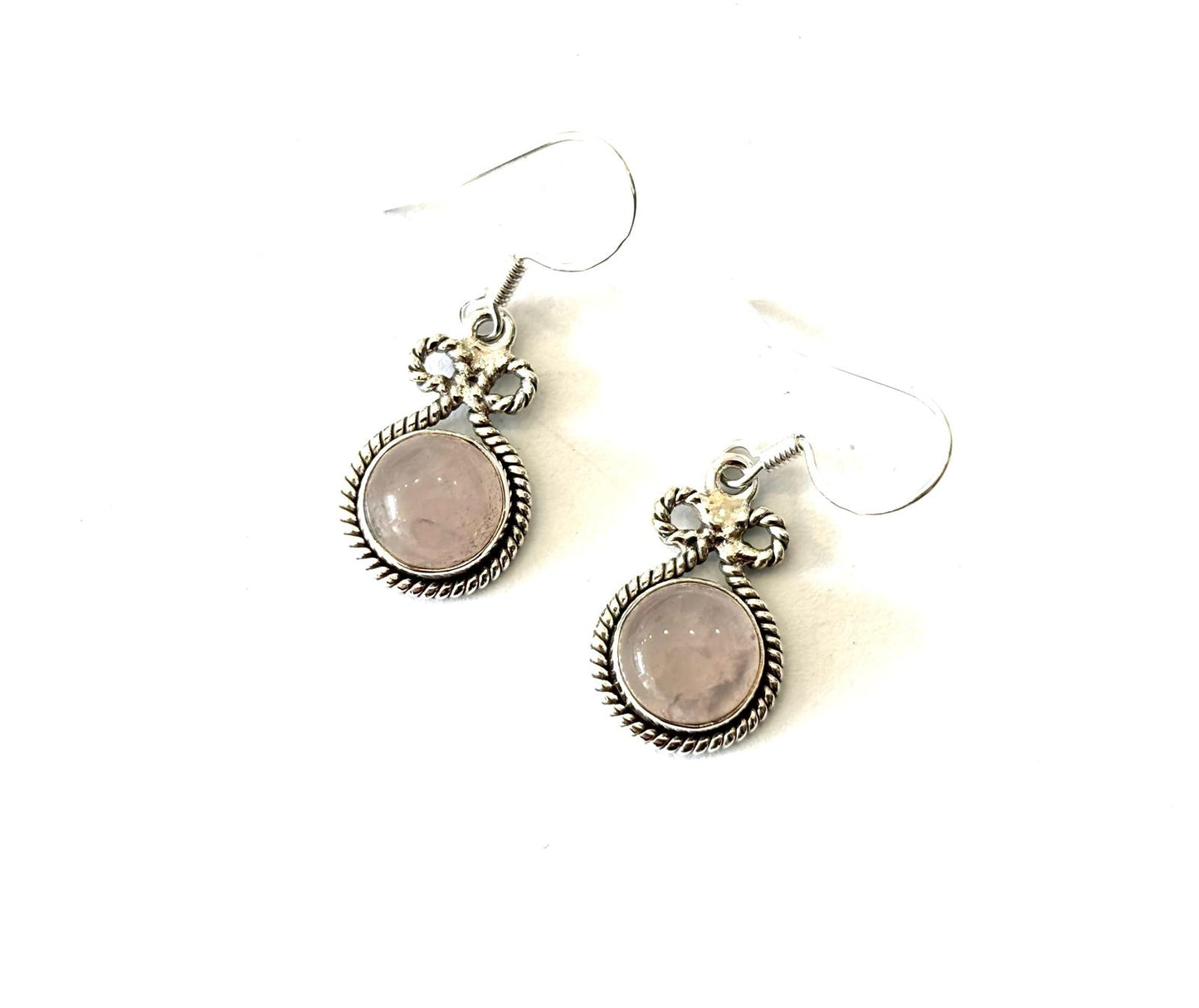 ORECCHINI QUARZO ROSA TONDO - ARGENTO 925