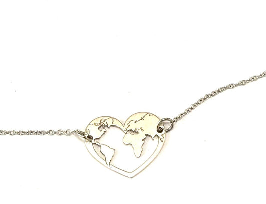 COLLANA MAPPACUORE - CATENINA ACCIAIO - CIONDOLO ARGENTO 925