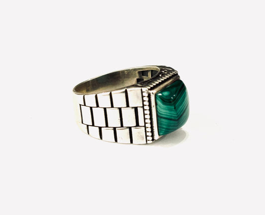 ANELLO MALACHITE QUADRATO ARGENTO 925
