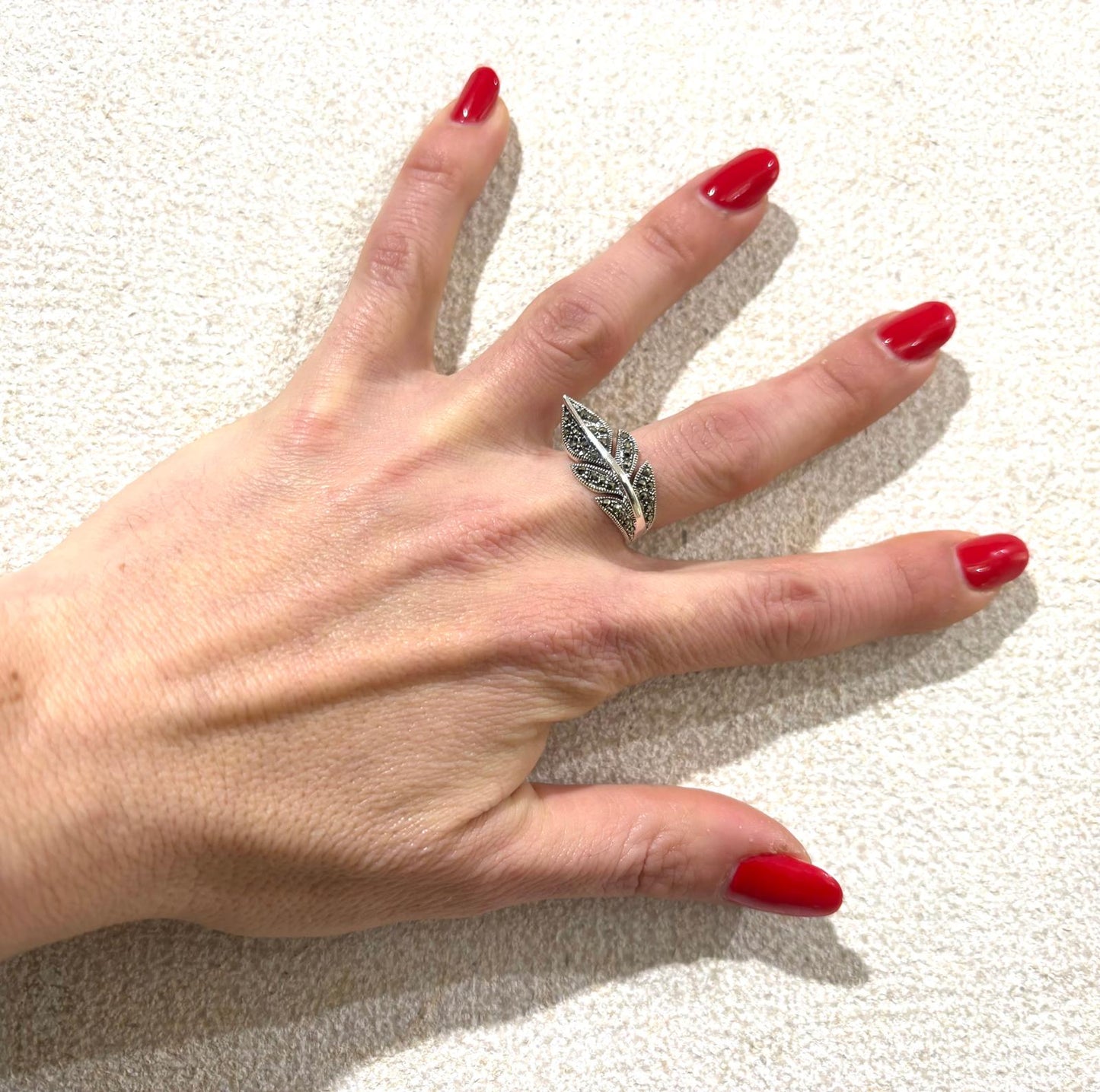 ANELLO PIUMA CON MARCASSITE - ARGENTO 925