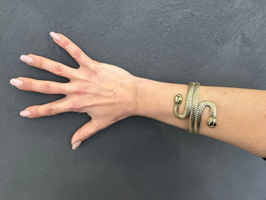 BRACCIALE SCHIAVA SERPENTE A DOPPIA TESTA - OTTONE