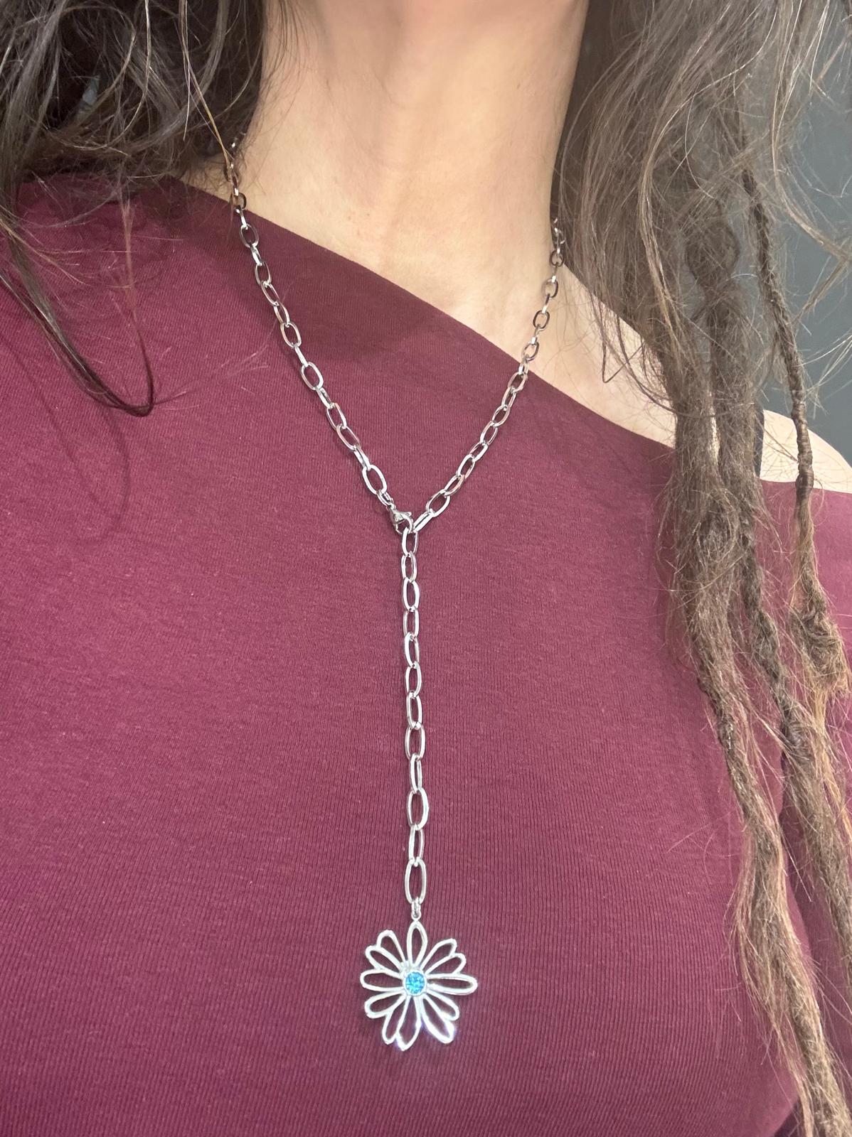 COLLANA FREE FLOWER ACCIAIO - MARGHERITA ACCIAIO - STRASS
