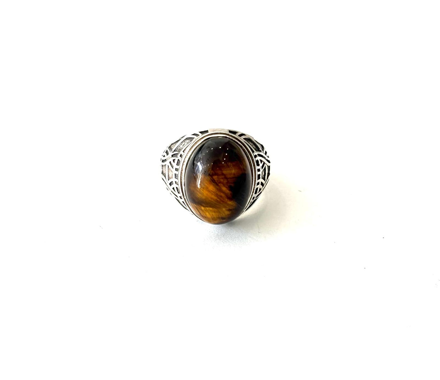 ANELLO OCCHIO DI TIGRE OVALE ARGENTO 925