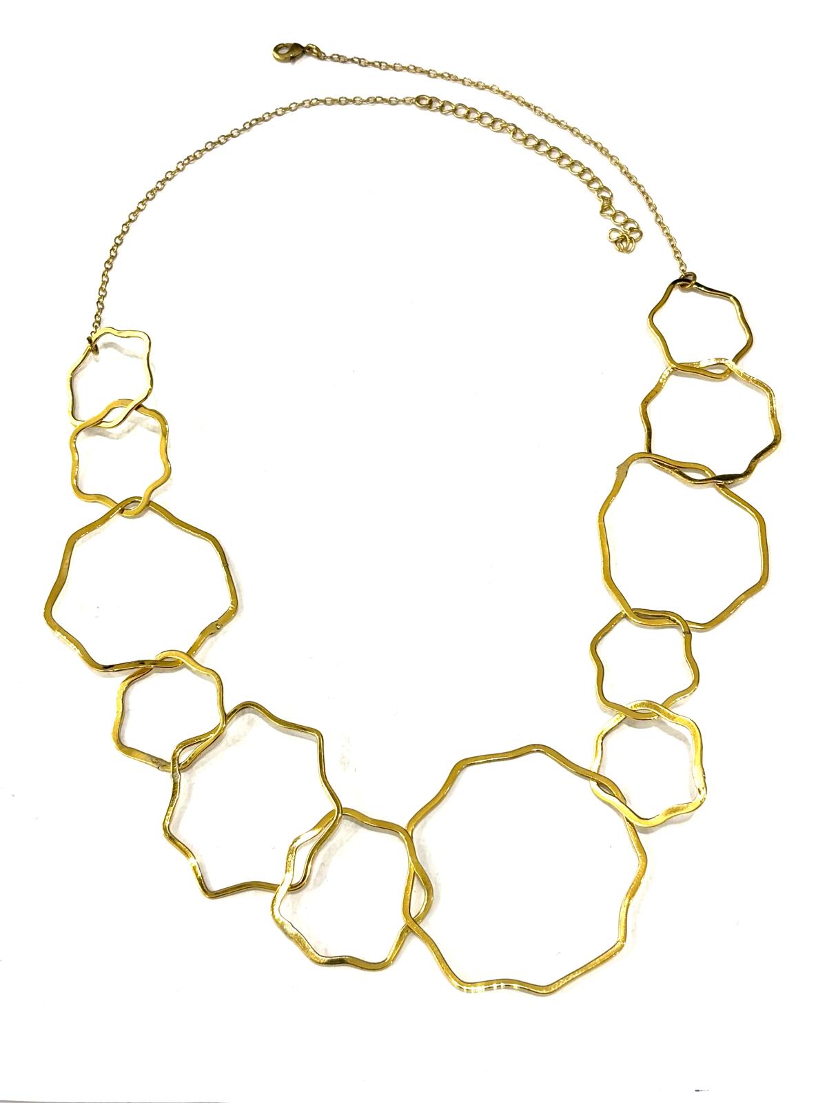 COLLANA OTTONE ANELLI IRREGOLARI