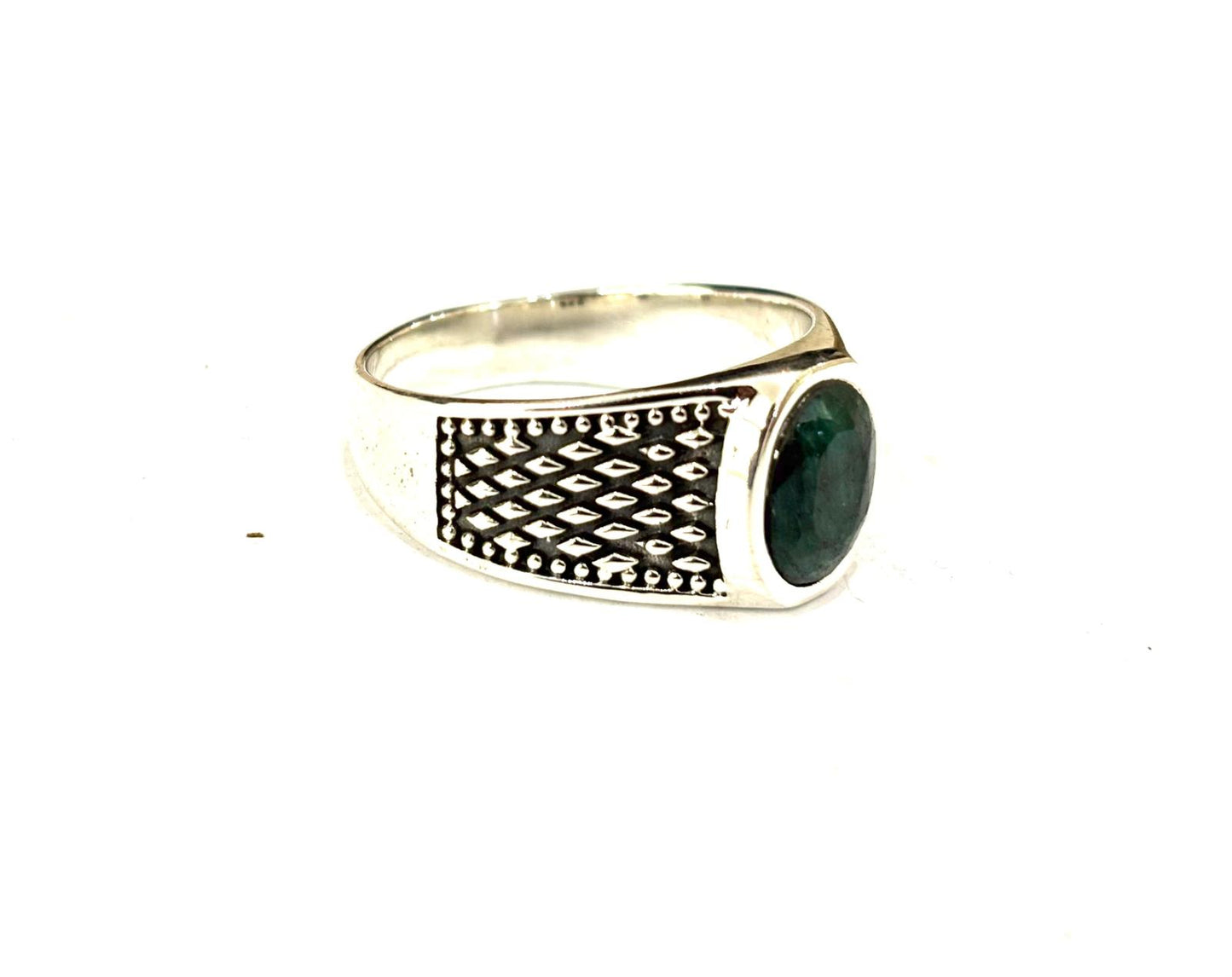 ANELLO GIADA OVALE SFACCETTATA - ARGENTO 925