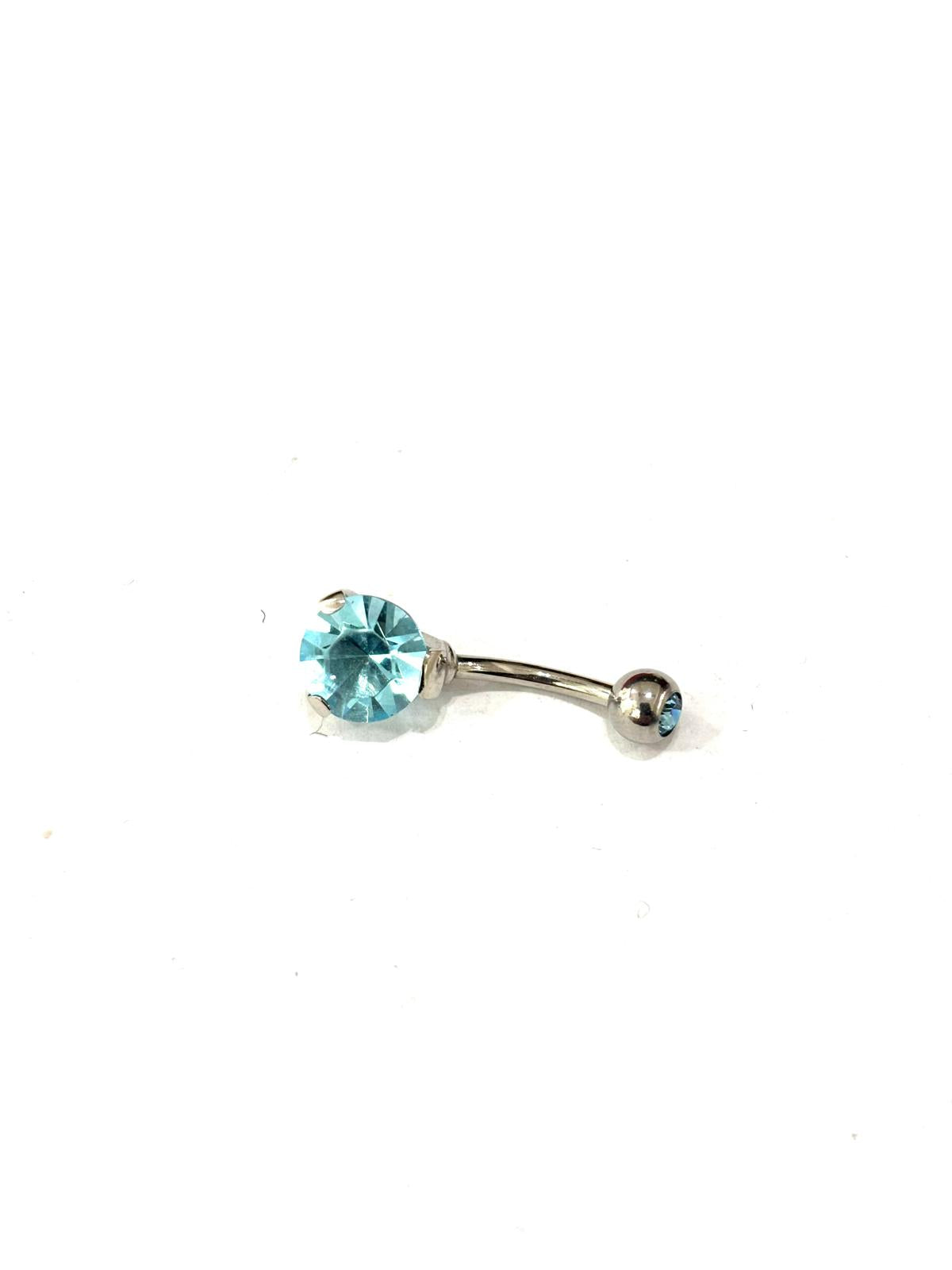 PIERCING OMBELICO SWAROVSKI TRE GRIFFE ACQUAMARINA - ACCIAIO 316L