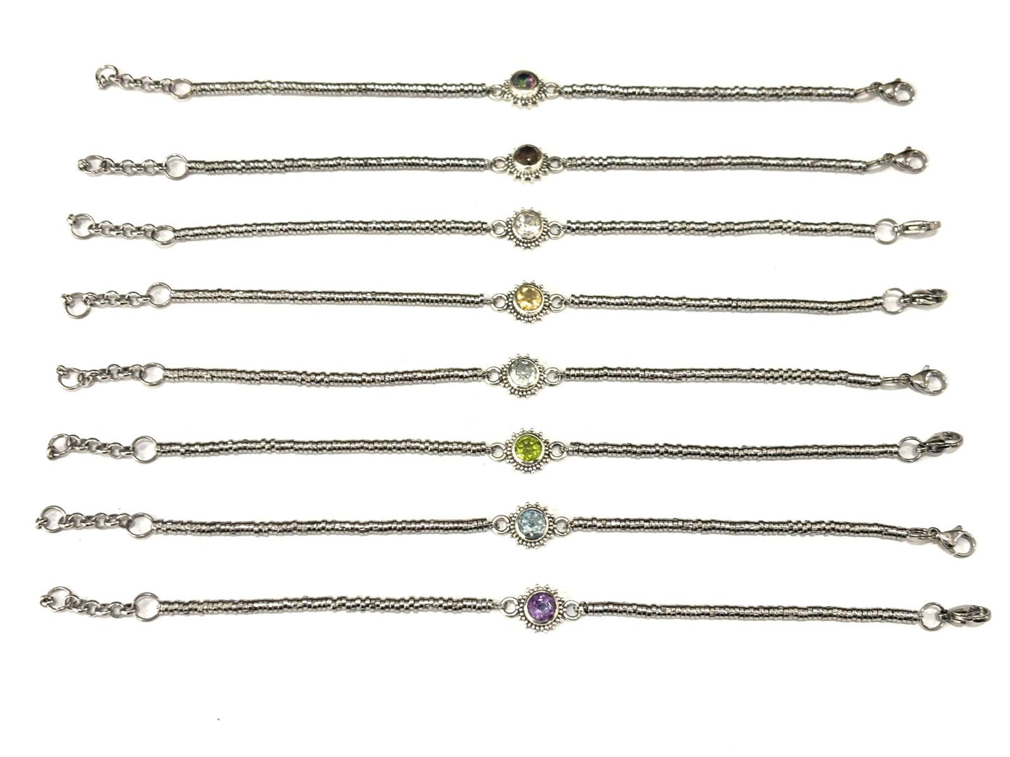 BRACCIALE ROLLERSTONE ACCIAIO - CENTRALE PIETRA NATURALE INCASTONATA IN ARGENTO 925