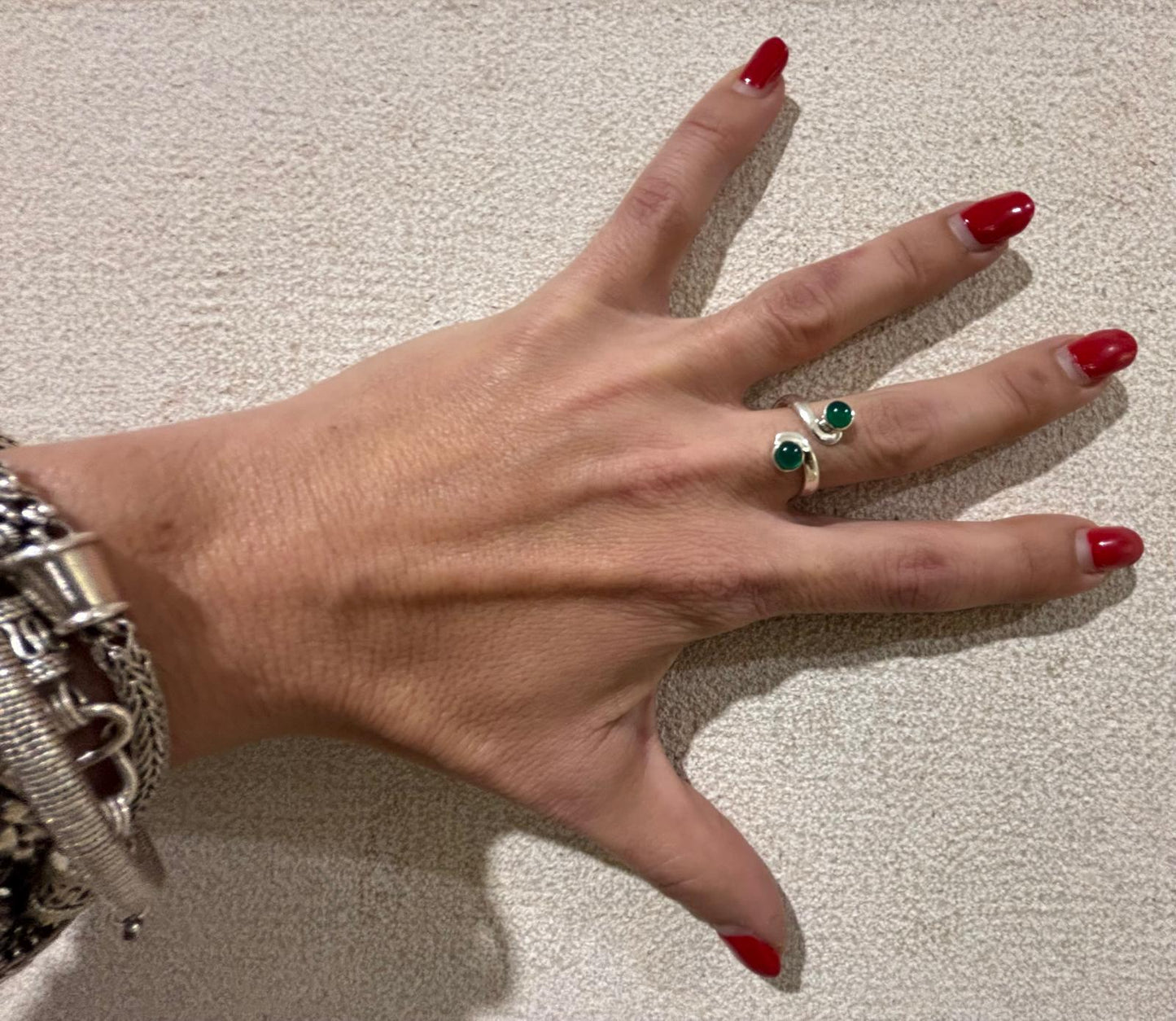 ANELLO GIADA CABOCHON - REGOLABILE - ARGENTO 925