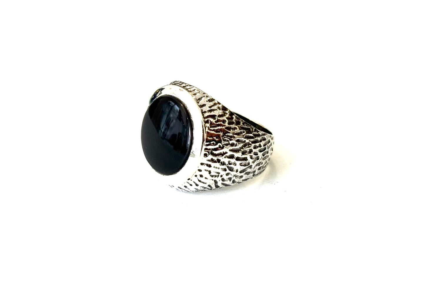 ANELLO ONICE TONDA PIATTA - ARGENTO 925