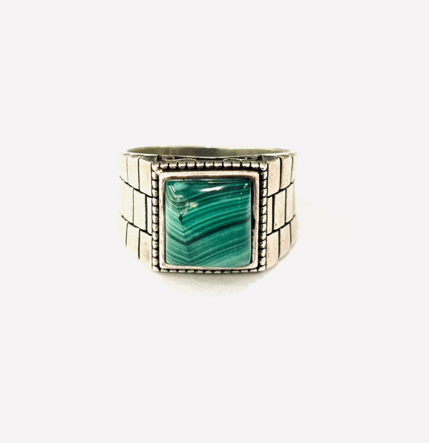 ANELLO MALACHITE QUADRATO ARGENTO 925