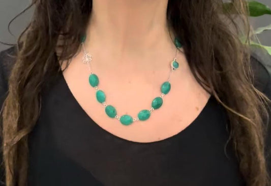 COLLANA GIROCOLLO HARMONIA - GIADA - FIORE DI LOTO - GIADA ARGENTO 925