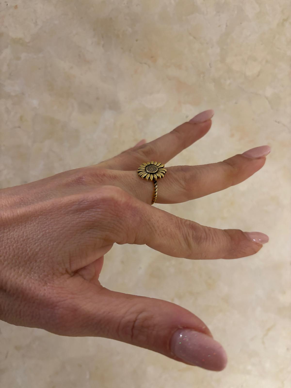 ANELLO OTTONE GIRASOLE - REGOLABILE
