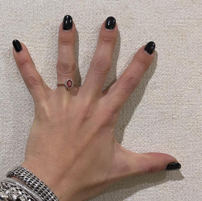 ANELLO SOLITARIO QUARZO IDROTERMALE ROSA/ZIRCONI - REGOLABILE - ARGENTO 925