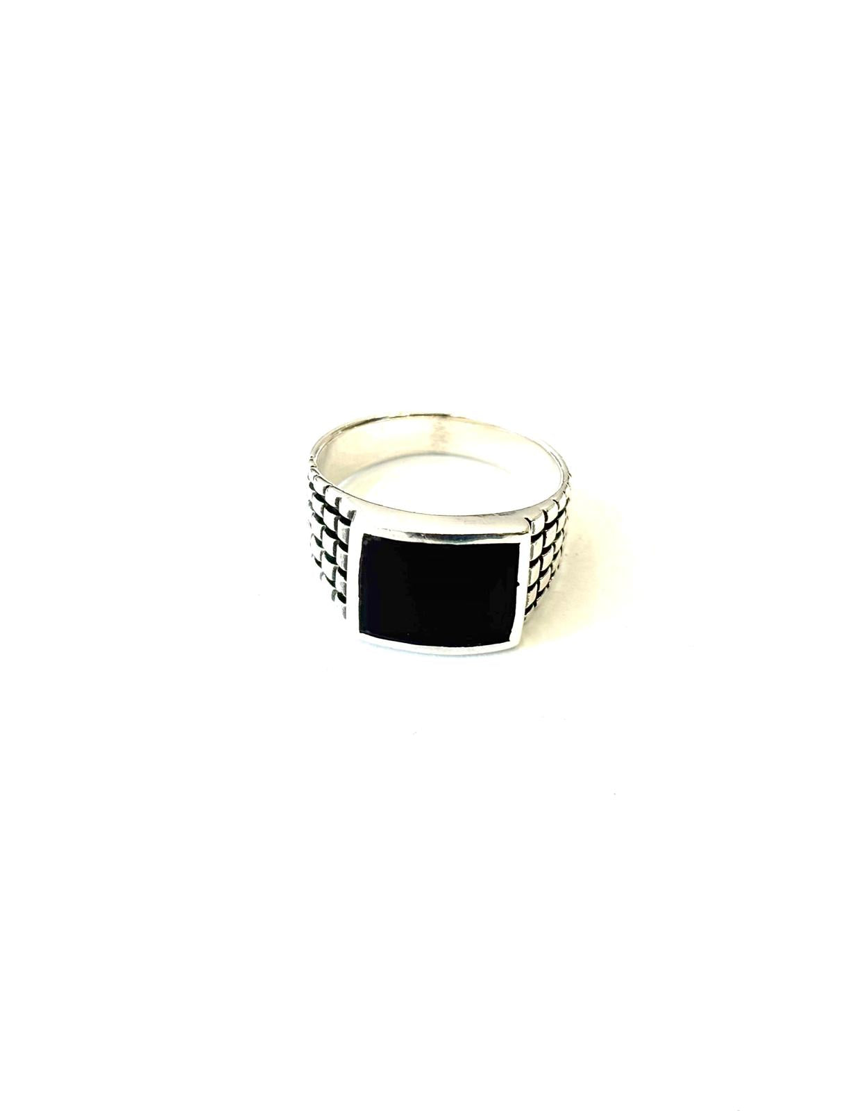 ANELLO ONICE RETTANGOLARE ARROTONDATO - ARGENTO 925