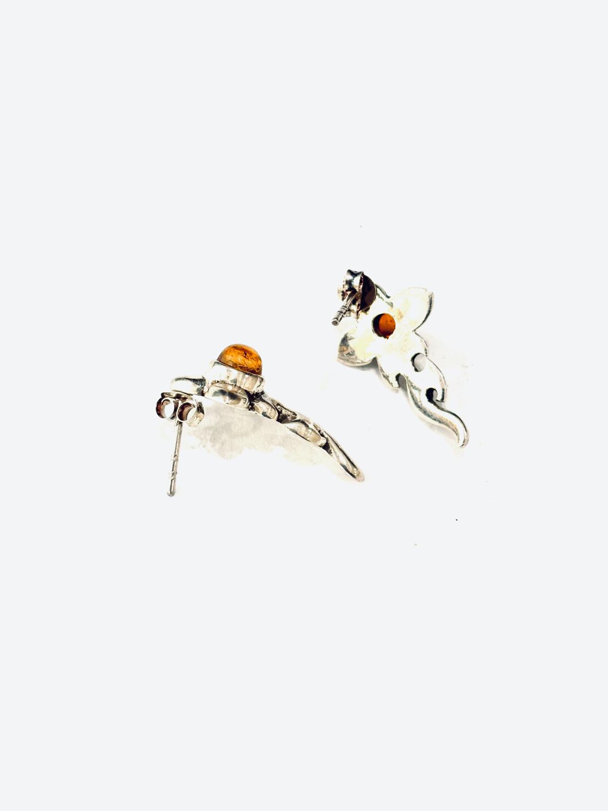 ORECCHINI PERNO AMBRA - ARGENTO 925