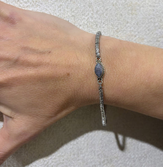 BRACCIALE ROLLERSTONE ACCIAIO - CENTRALE RADICE di ZAFFIRO ARGENTO 925