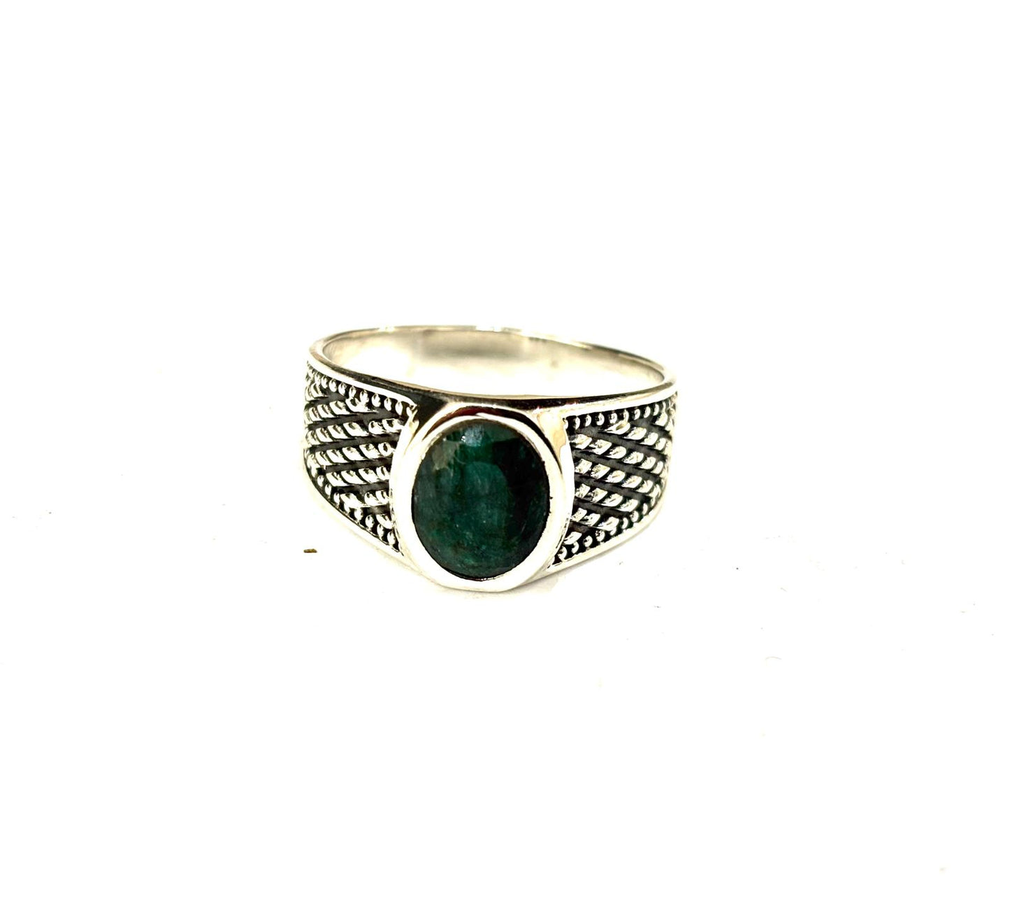 ANELLO GIADA OVALE SFACCETTATA - ARGENTO 925