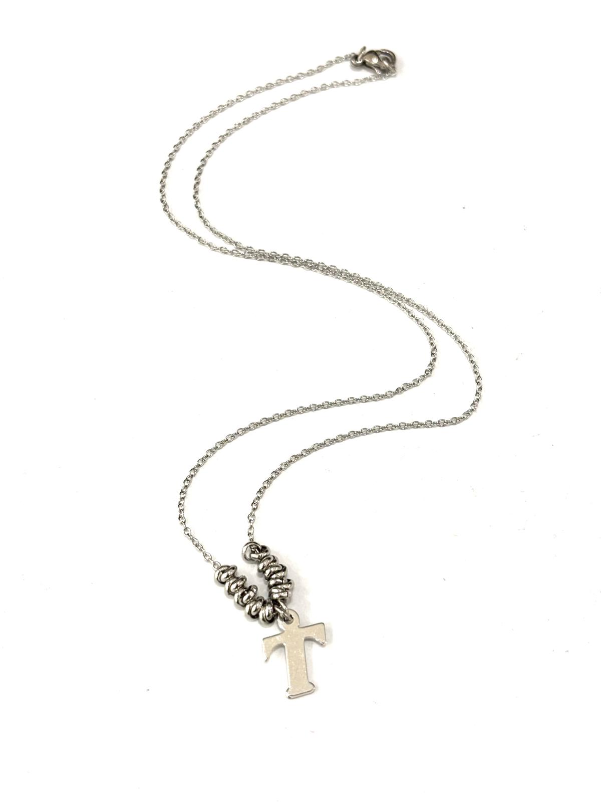 COLLANA INIZIALE - CATENINA ACCIAIO - CIONDOLO ARGENTO 925