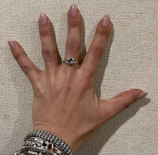 ANELLO QUARZO BLU OVALE SFACCETTATO - ARGENTO 925