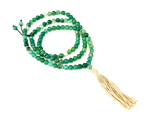 COLLANA MALA NAPPINA - AGATA VERDE STRIATA