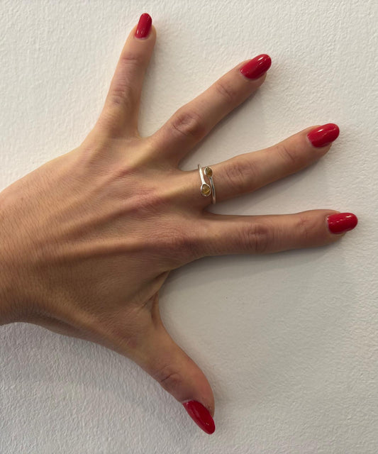 ANELLO OVALINI TORMALINA GIALLA - ARGENTO 925 - REGOLABILE