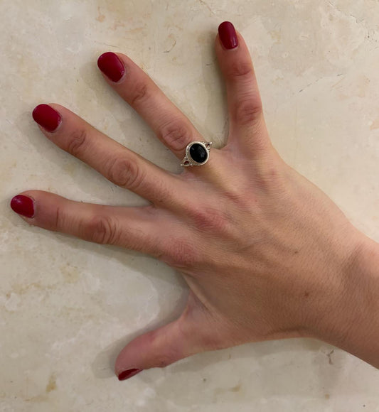 ANELLO ONICE OVALE ARGENTO 925