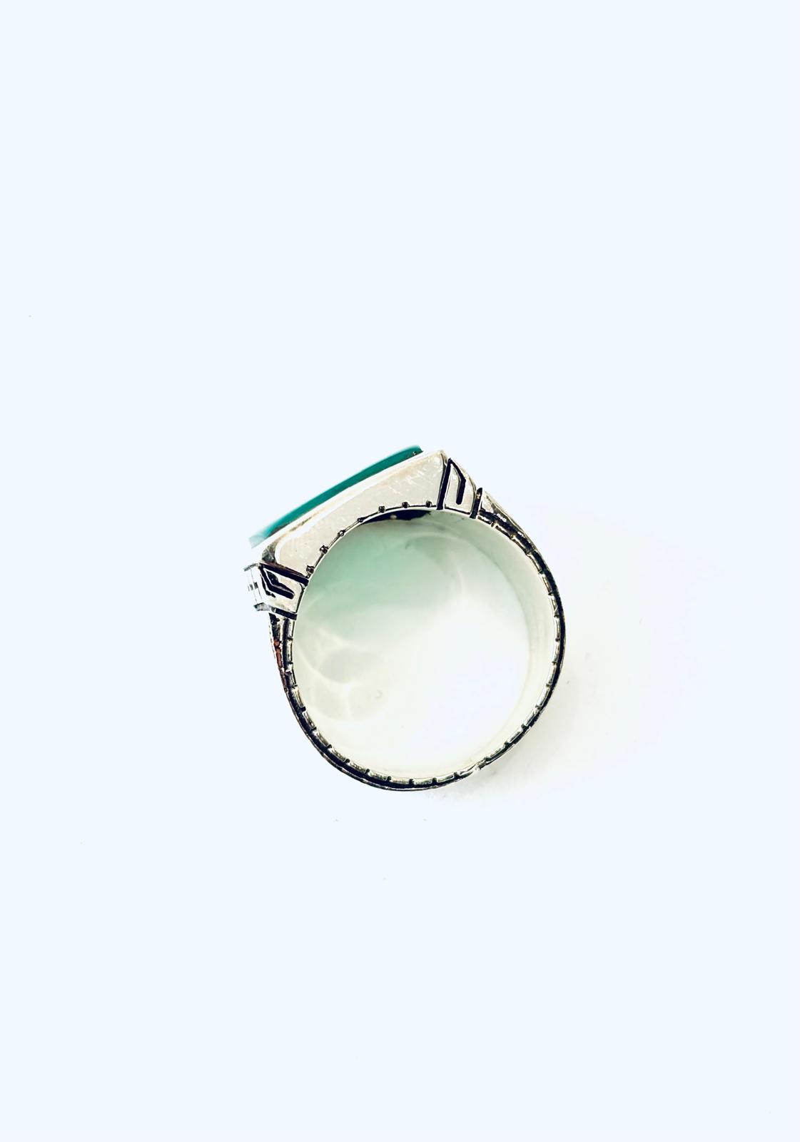 ANELLO GIADA VERDE PIATTA QUADRATA - ARGENTO 925