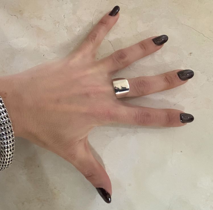 ANELLO CHEVALIER RETTANGOLO LISCIO ARGENTO 925