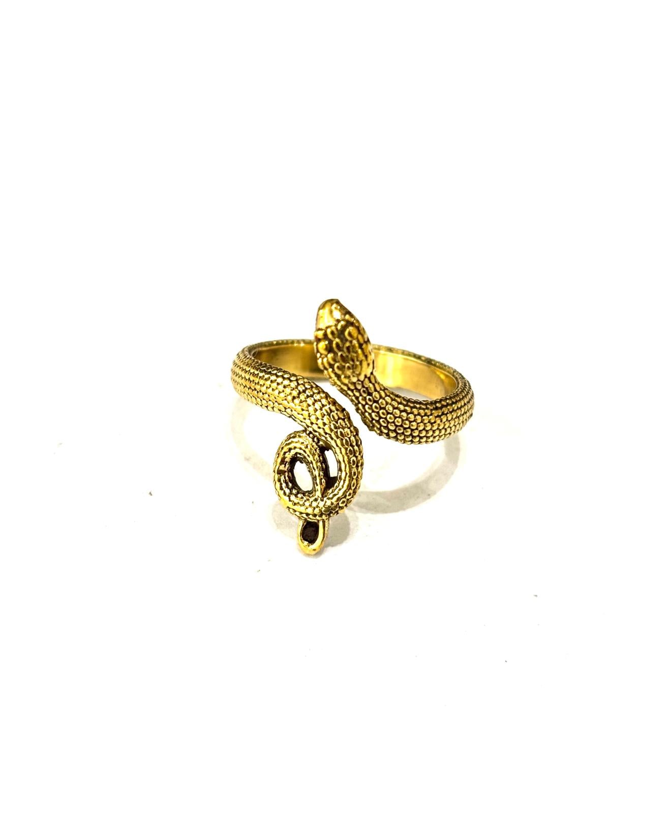 ANELLO OTTONE SERPENTE PUNTINATO - REGOLABILE
