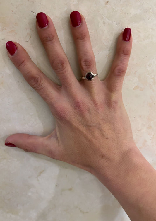 ANELLO GRANATO TONDO ARGENTO 925