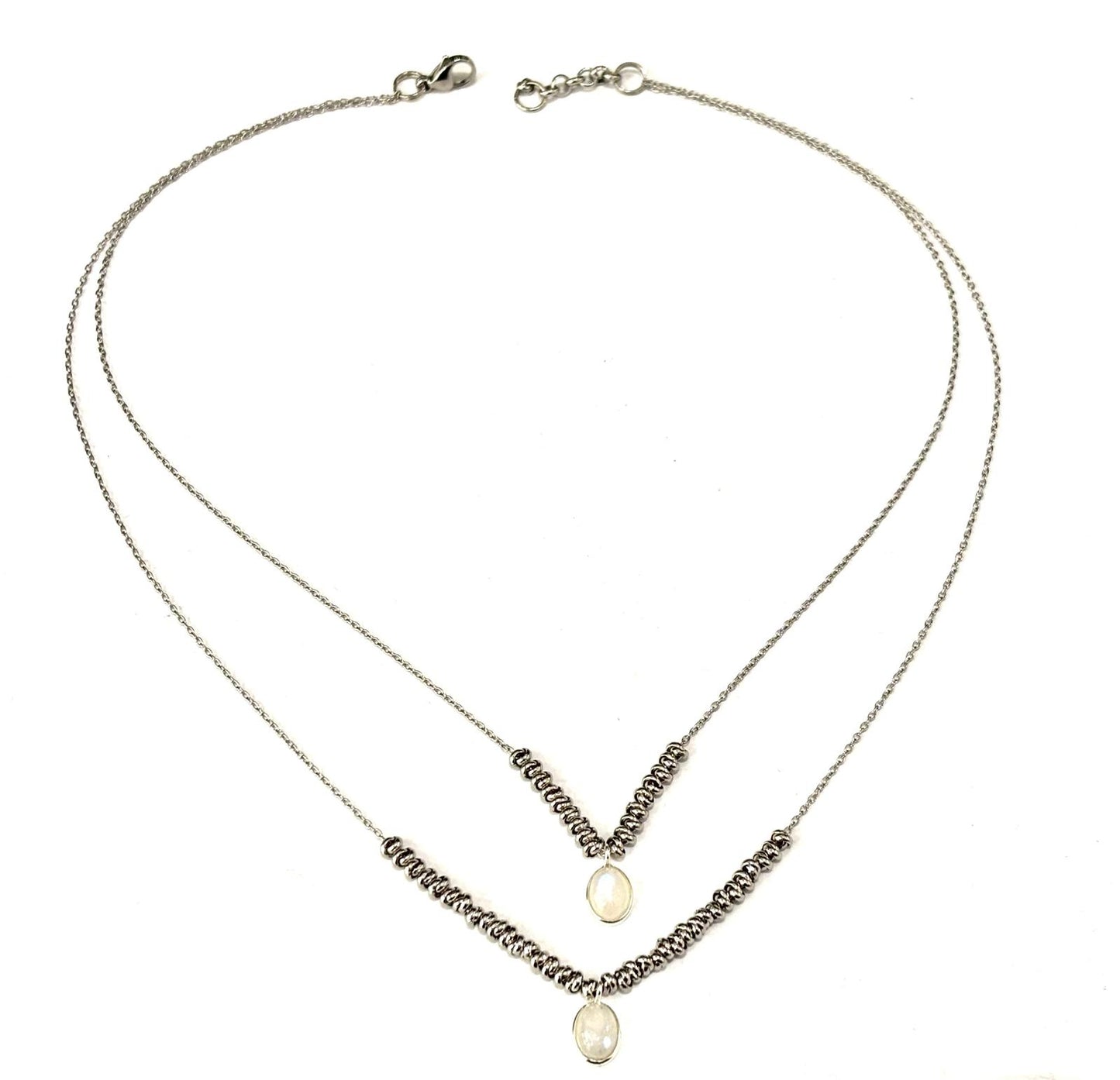 COLLANA SEMPLICITY ACCIAIO - CIONDOLI PIETRA DI LUNA ARGENTO 925